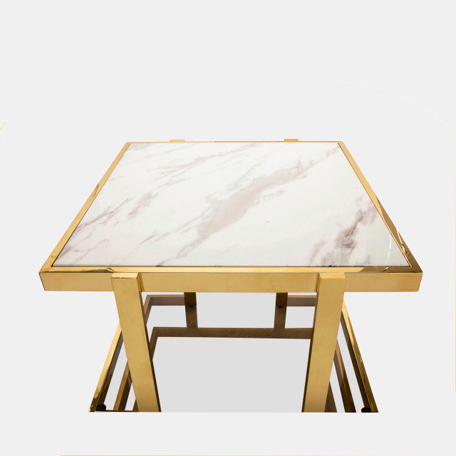 Myla Metal/ Marble Glass Side Table