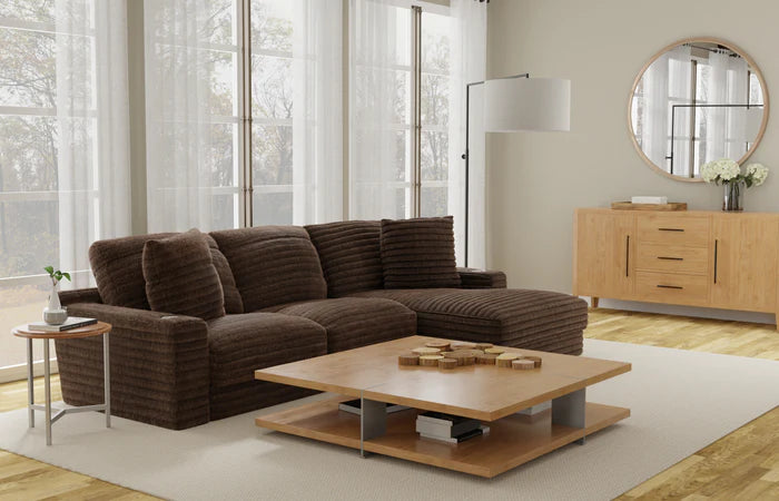 Cozy Oversized Corduroy Sectional with Cup Holders UH Moderate Coll.