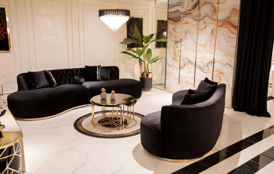 Elle Curved Velvet Sectional Uh Moderate SALE