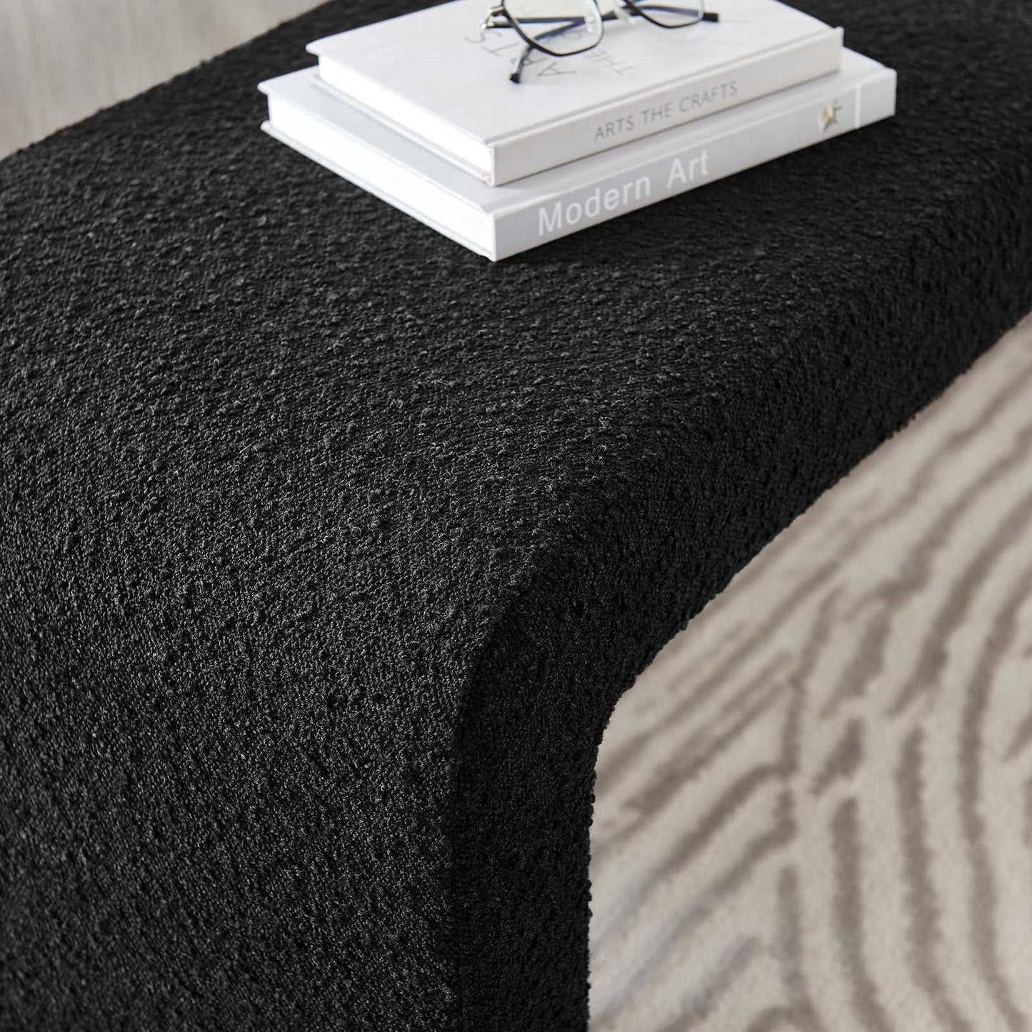 The Sinda Boucle Fabric Bench 2 Colors Available