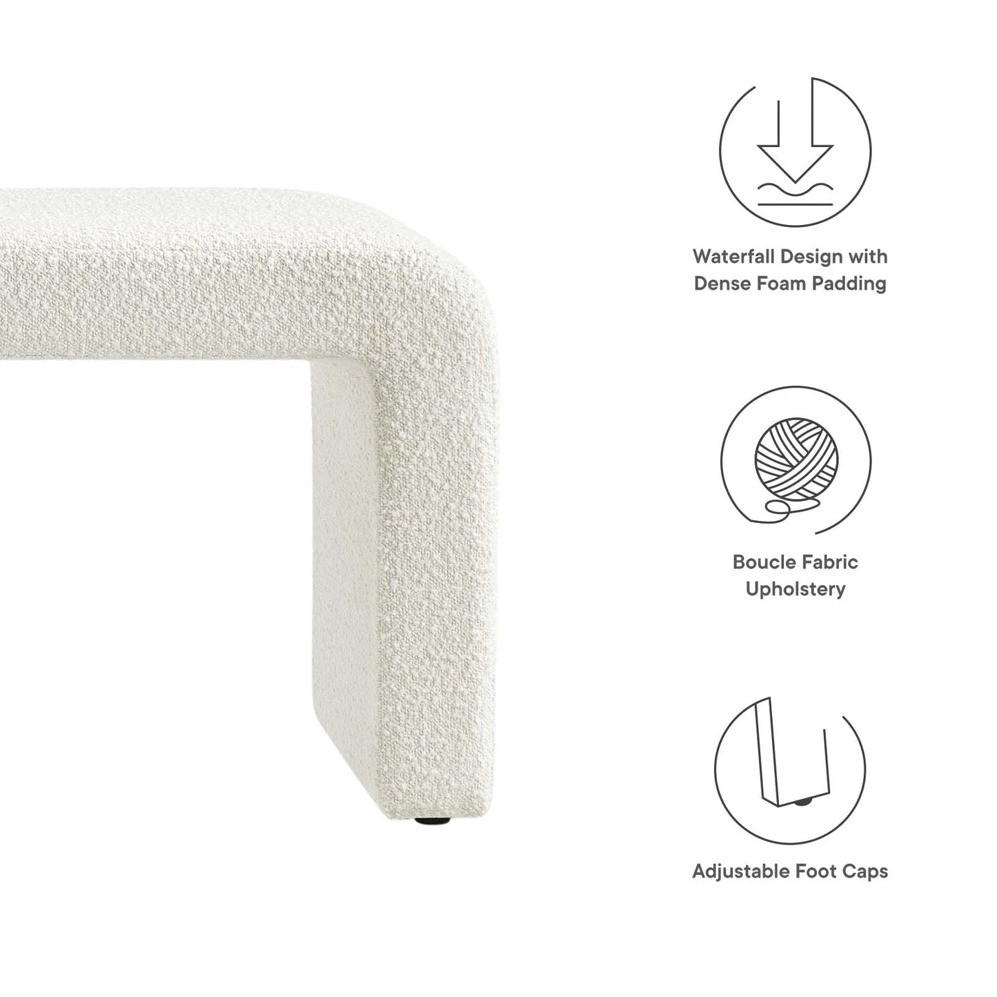 The Sinda Boucle Fabric Bench 2 Colors Available
