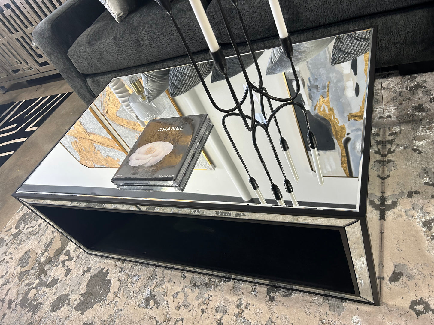 Gina Glass Beveled mirror coffee table