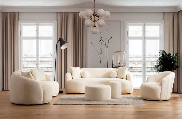 Belize Ivory Boucle Sofa 91" & Loveseat UH Moderate SALE