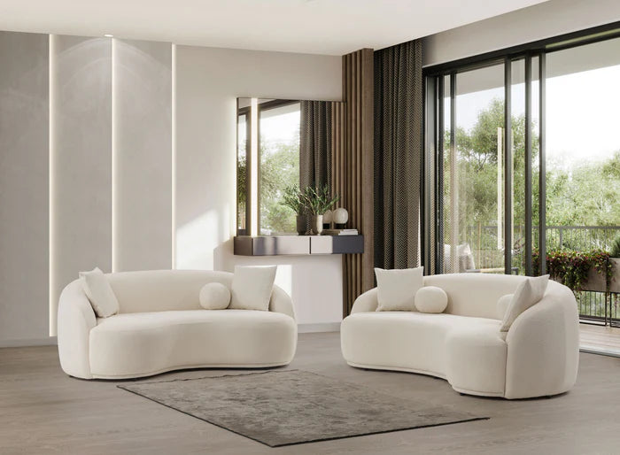 Belize Ivory Boucle Sofa 91" & Loveseat UH Moderate SALE