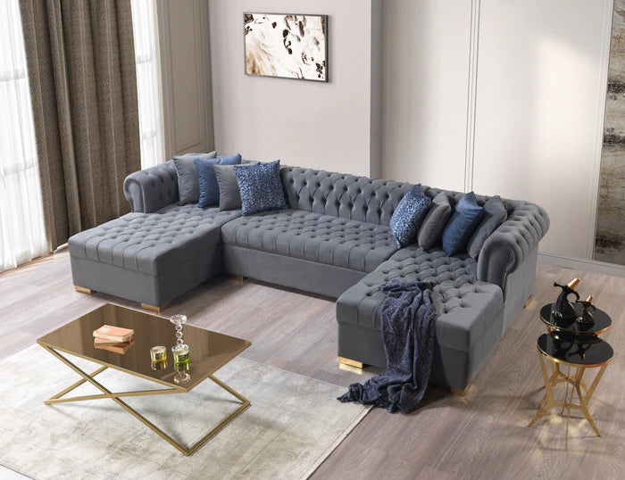 Luisa Velvet Double Chaise Sectional UH Moderate Coll. SALE