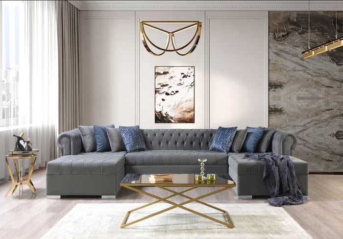 Luisa Velvet Double Chaise Sectional UH Moderate Coll. SALE