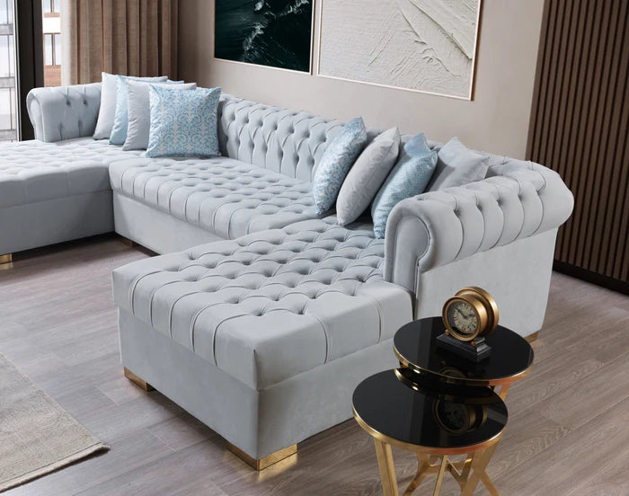 Luisa Velvet Double Chaise Sectional UH Moderate Coll. SALE