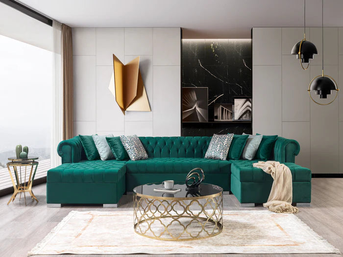 Luisa Velvet Double Chaise Sectional UH Moderate Coll. SALE