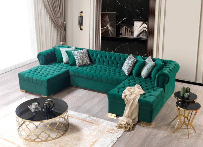 Luisa Velvet Double Chaise Sectional UH Moderate Coll. SALE