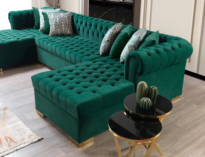 Luisa Velvet Double Chaise Sectional UH Moderate Coll. SALE
