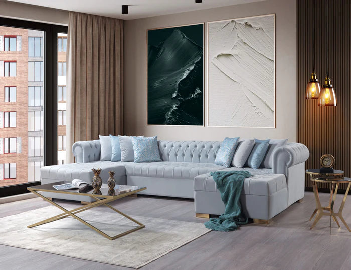 Luisa Velvet Double Chaise Sectional UH Moderate Coll. SALE