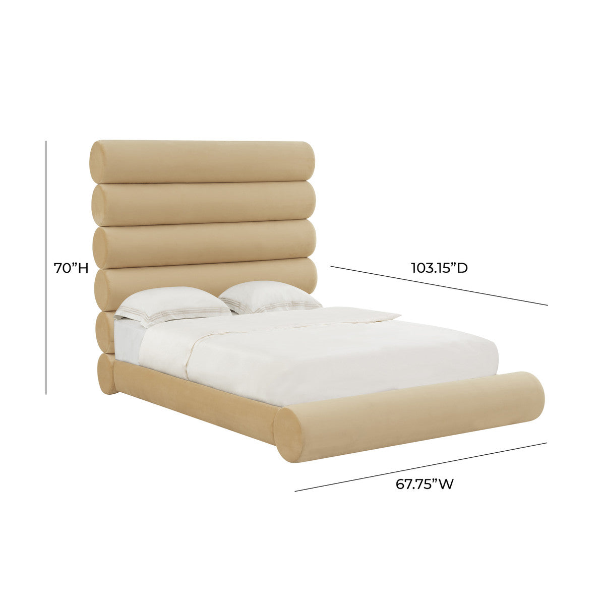 Wilma Champagne Velvet Bed QUEEN