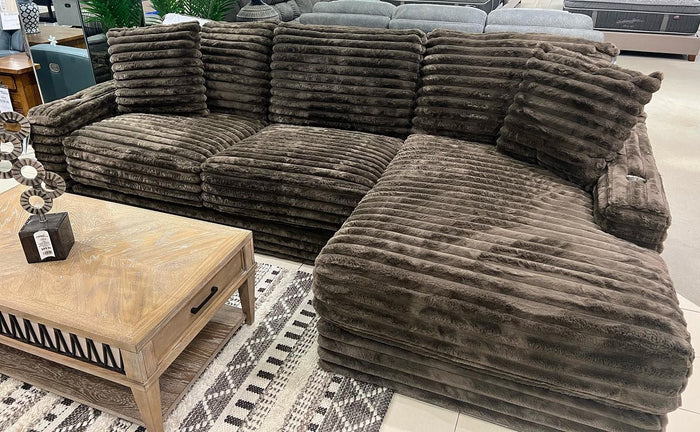 Cozy Oversized Corduroy Sectional with Cup Holders UH Moderate Coll.