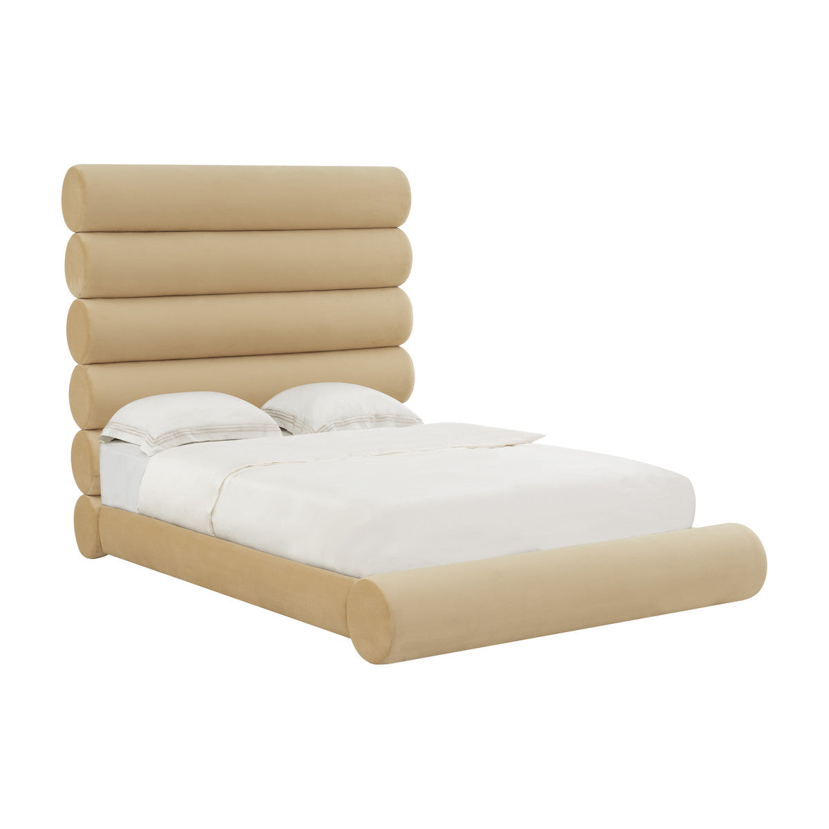 Wilma Champagne Velvet Bed QUEEN