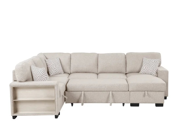 Atlas Beige Sectional with Pull Out Bed SALE