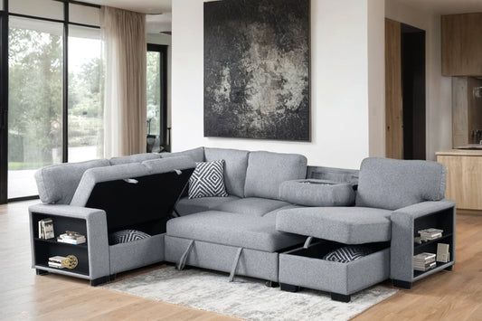 Atlas Grey Sectional with Pull out bed UH Moderate SALE