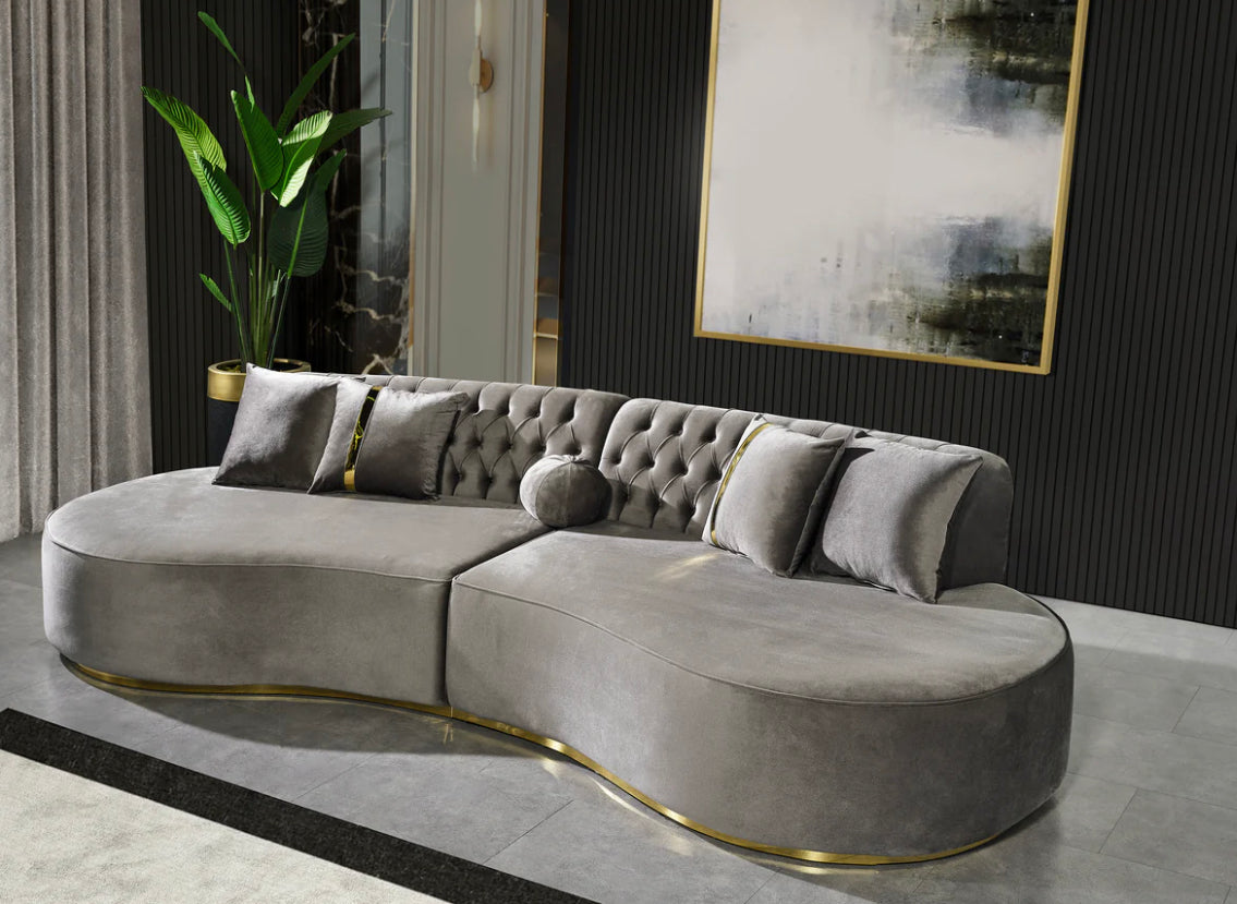 Elle Curved Sectional Grey SALE