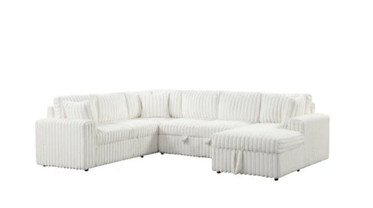 Fiona Corduroy Sectional with pull out bed and storage chaise UH Moderate