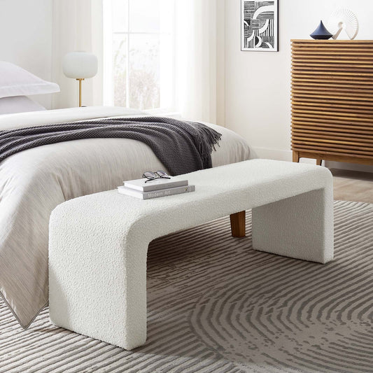 The Sinda Boucle Fabric Bench 2 Colors Available