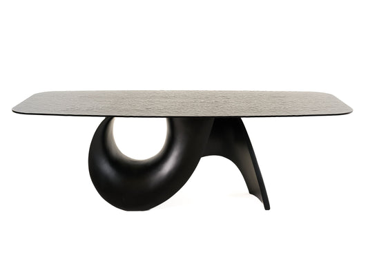 Jupiter Modern Grey wave glass black dining table