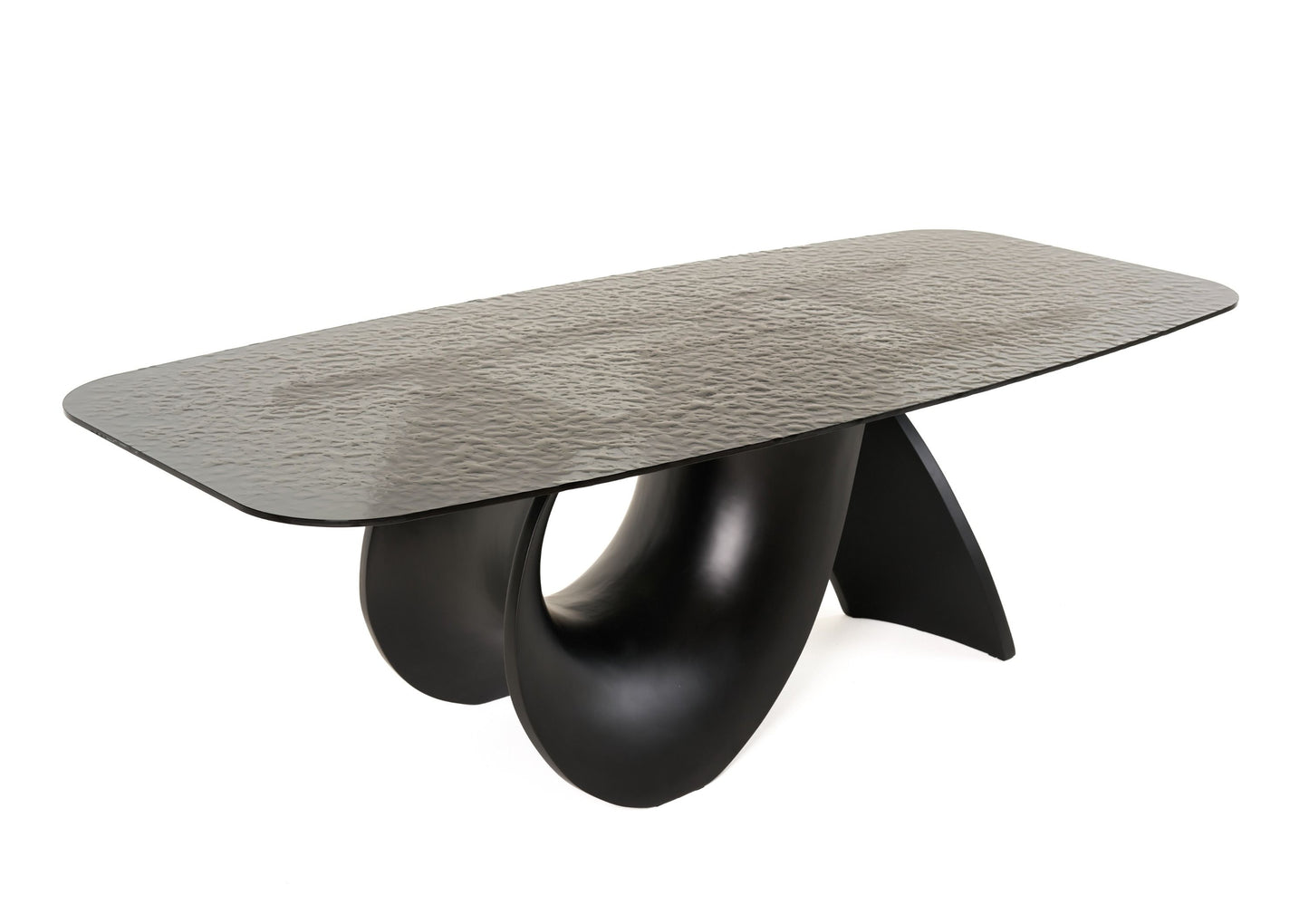 Jupiter Modern Grey wave glass black dining table