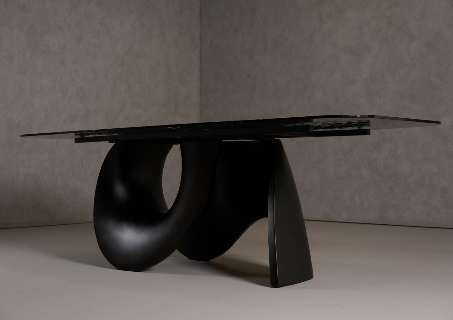 Jupiter Modern Grey wave glass black dining table